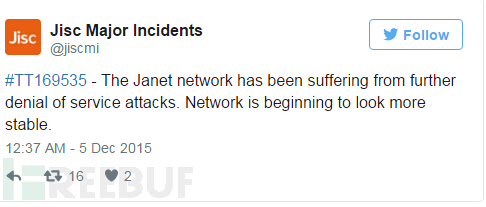 英国科研学术网络Janet遭遇DDoS攻击